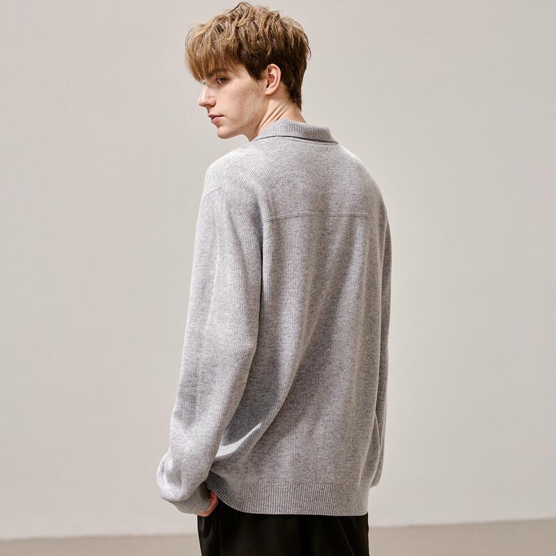 Men's Jacquard Wool Blend Lapel Sweater