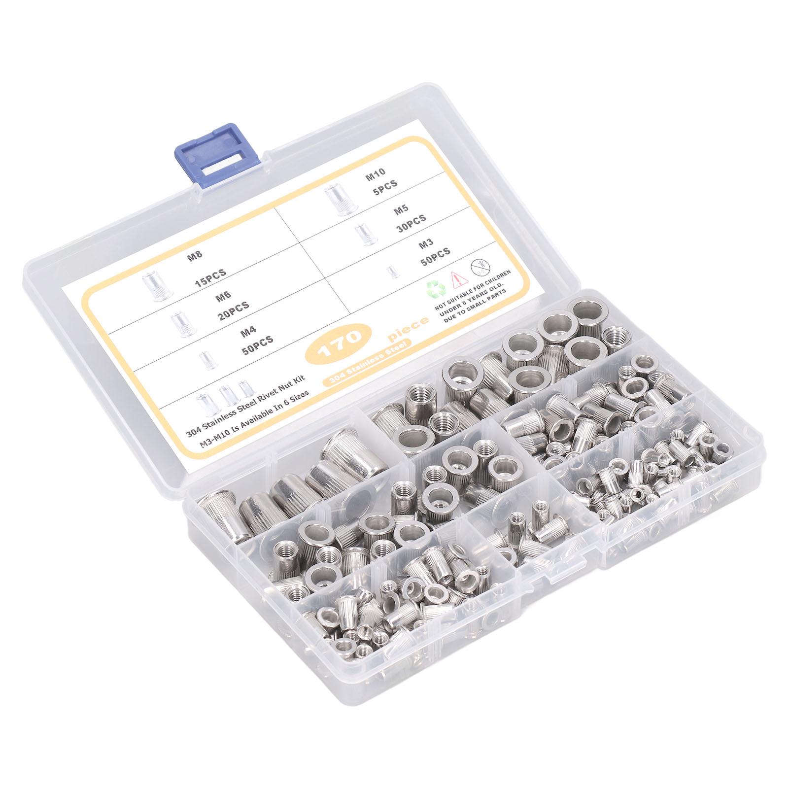 

170 шт. M3Гайки-заклепки M10 из нержавеющей стали 304, прочные, с плоской головкой, резьбовые