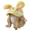 Balletcore Lace Sun Hat Cartoon Rabbits Lace Hat for Yoga Workout Sports Hat Breathable Empty Top for Outdoor Sports  Beige