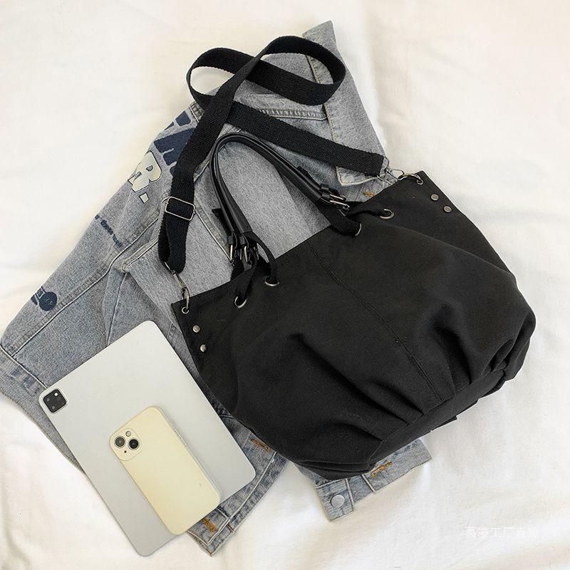 Retro Canvas Tote Bag: Versatile Large-Capacity Crossbody for Students and Commuters