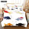 3D Printed Cartoon Fish Photo Chinoiserie Bedding Set Down Quilt Cover With Pillowcase Double Complete  King