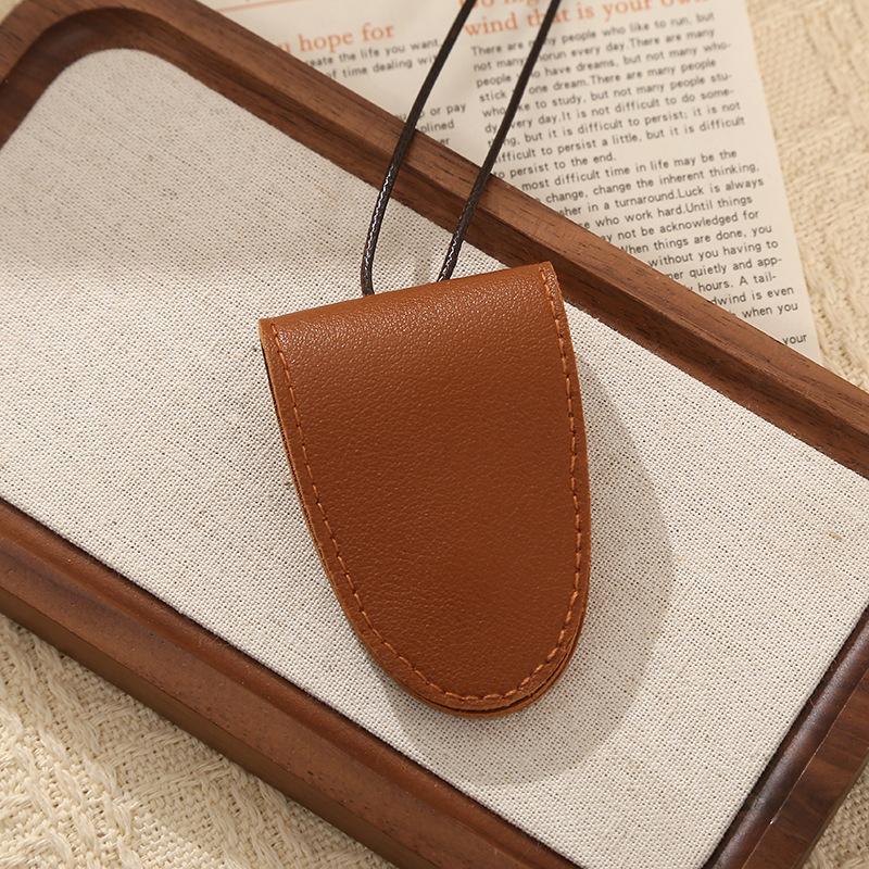 Stylish Minimalist Solid-Color Eyeglass Storage Clip Snap-Fastener Leather Neck Strap Holder Durable Glasses Organizer