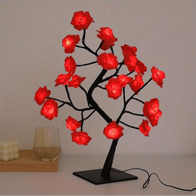 

1pc LED Rose Flower Table Lamp - Romantic Fairy Lights with 24 LEDs, USB Powered, Valentine s Day, Christmas, Wedding, Bedroom Decoration, Night Light 1pc