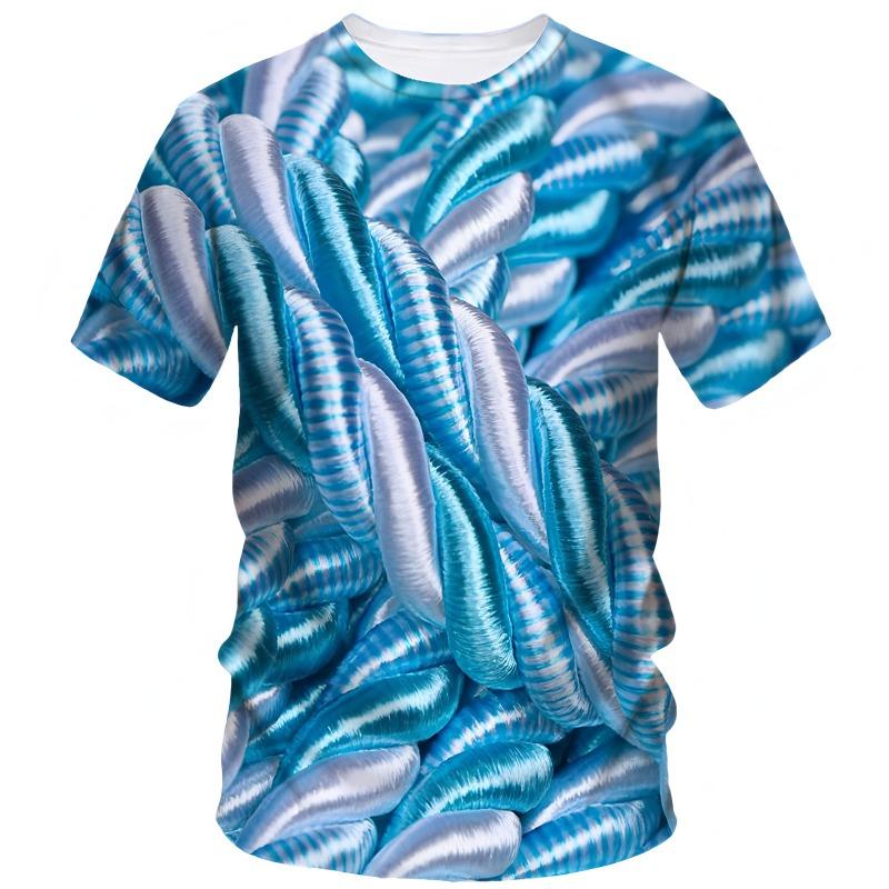 

Men Clothing Graphic T Shirts 3D Digital Printing Creative Hemp Rope Pattern Short Sleeved Loose Round Neck Funny T Shirts Men 5XL