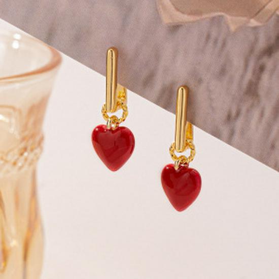 S925 Silver Needle Retro Red Enamel Drip Earrings - High-End, Niche, Versatile Autumn/Winter Studs