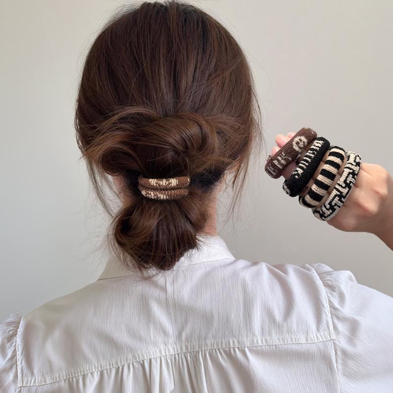 4Pcs/Set Elastic Hair Ropes Ethnic Pattern Hairband For Women High Ponytail Holder Scrunchies Rubber Band Hair Accessories