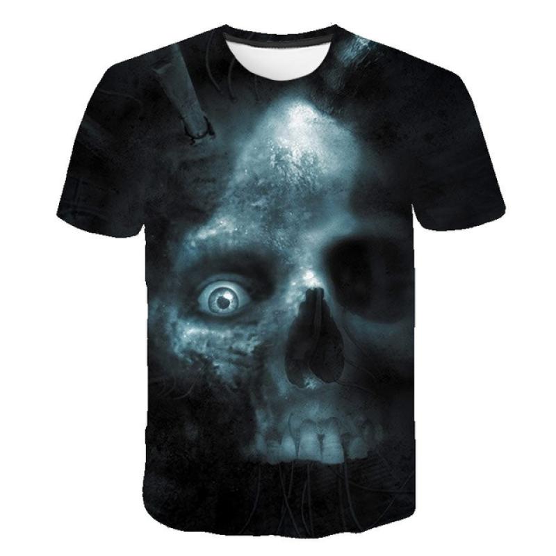 Summer Men's T-shirt Casual Round Neck Short-sleeved T-shirt Devil Skull Fashion Trendy Brand Skull 3D T-shirt Streetwear Tops