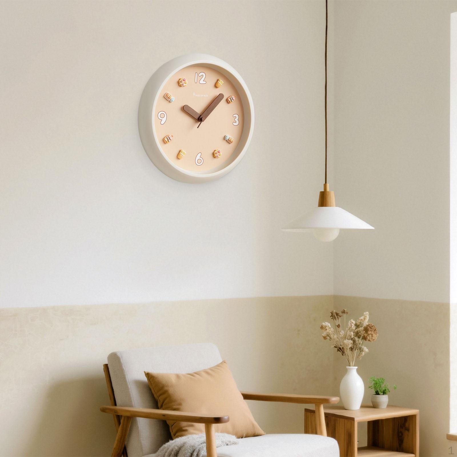 

12 wall Clock Decorative Easy Read Modern Cute Compact Timepiece Wall Ornament for Farmhouse абрикосовий