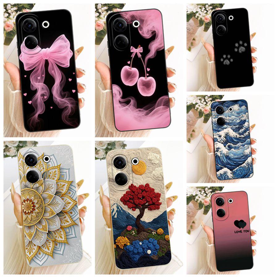 For Tecno Camon 20 Premier Phone Case CK9n Cover Fashion Simplicity bow flower Soft Silicone Shell Tecno Camon20 20Pro Funda