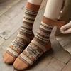 Mid-Calf Socks for Women - Ethnic Style, Fashionable Chunky Design for Autumn and Winter