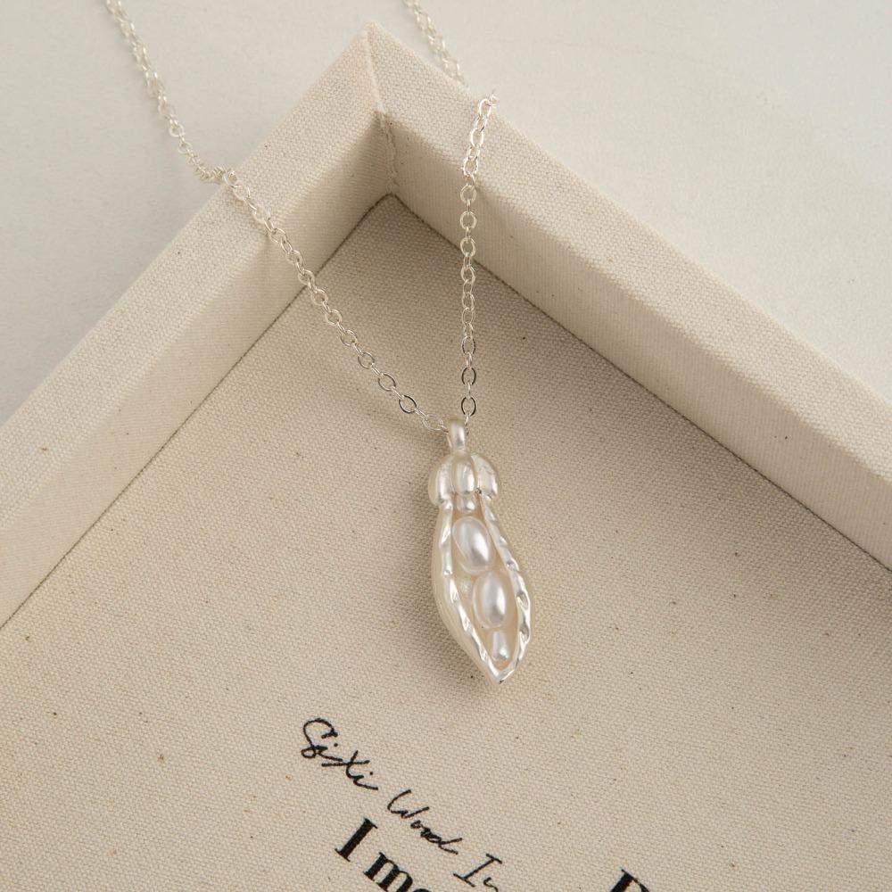 Copper Alloy Sweater Chain Gold Plated Pea Pearl Necklace Fashionable Peanut Pearl Necklace Women