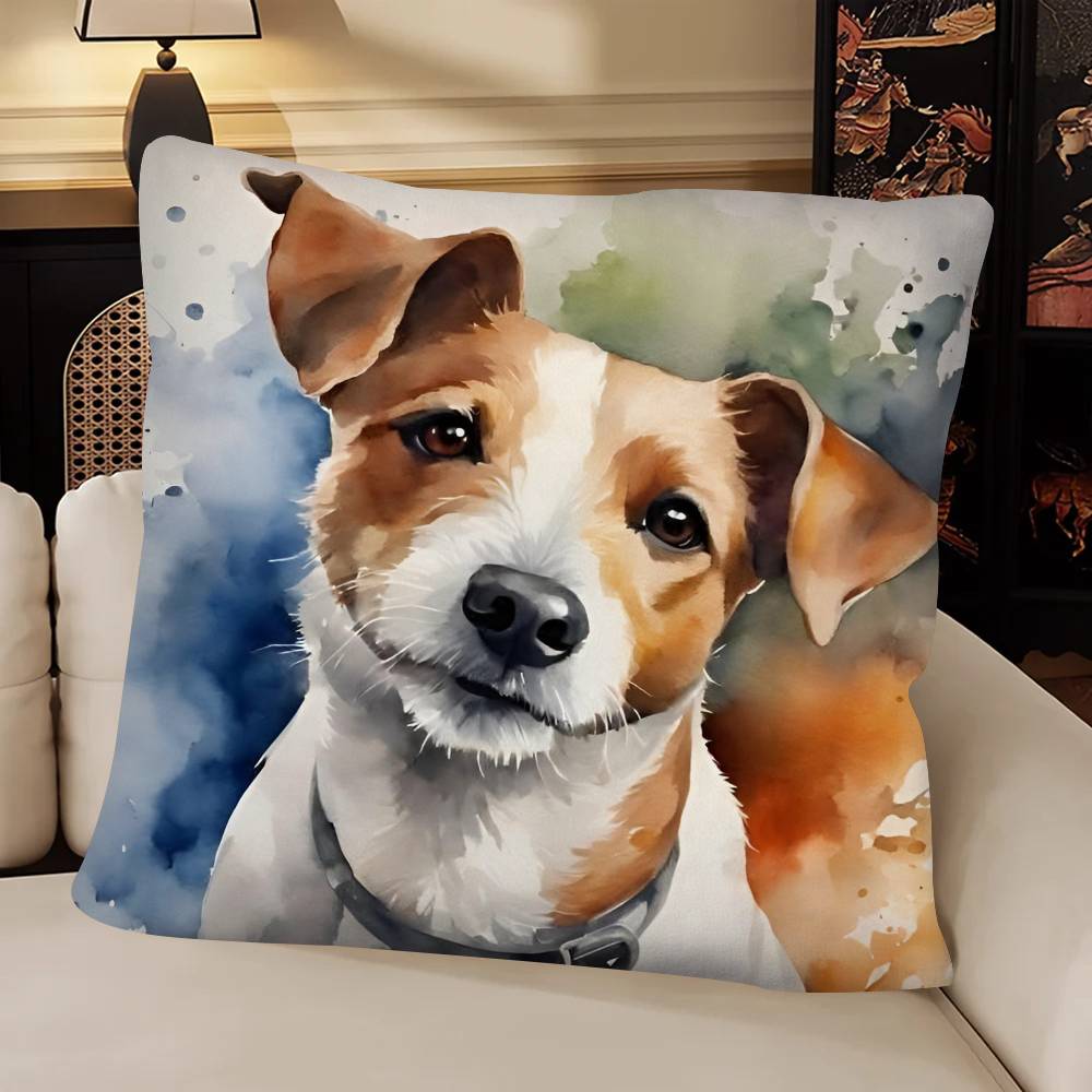 Watercolor Pet Dog Pillow Case Fashion Square Pillowcase Bedroom Sofa Room Ins Decoration Leisure