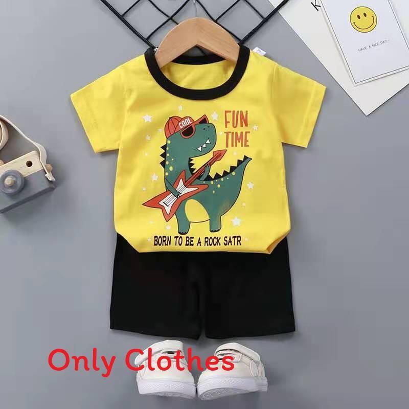 Baby Cartoon T Shirt Shorts Set With Cotton Fabric For Kids Ages 3 To 8