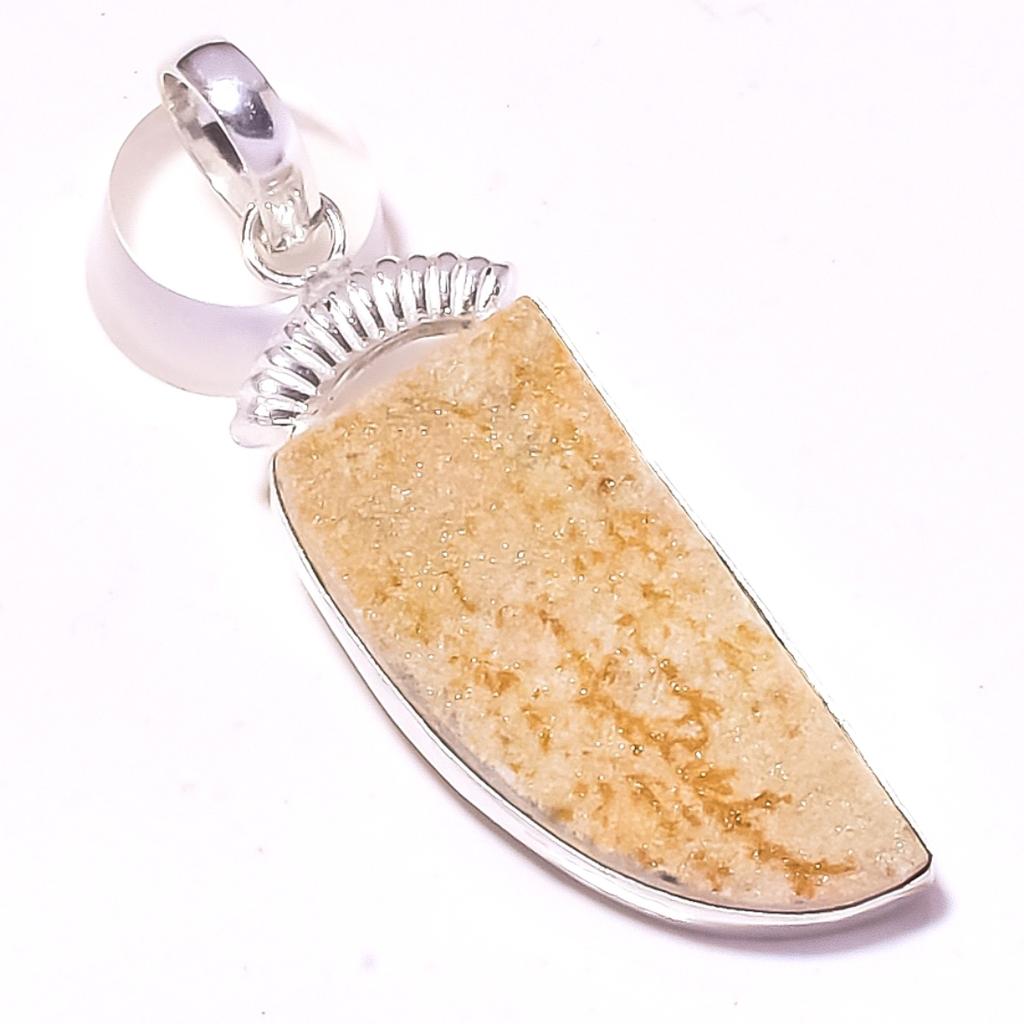 Pandantiv cu Piatră Prețioasă Jasp Imagine Cadou Handmade de Ziua Recunoștinței Bijuterii 2.1" E6W65