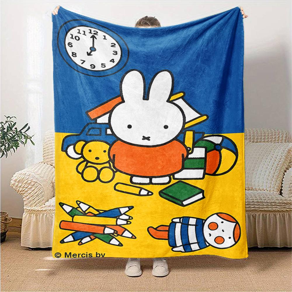 1pc Blanket - Miffy Print Design,Lightweight Blanket for Sofa,Bed- Soft &Warm,Gift for All Seasons