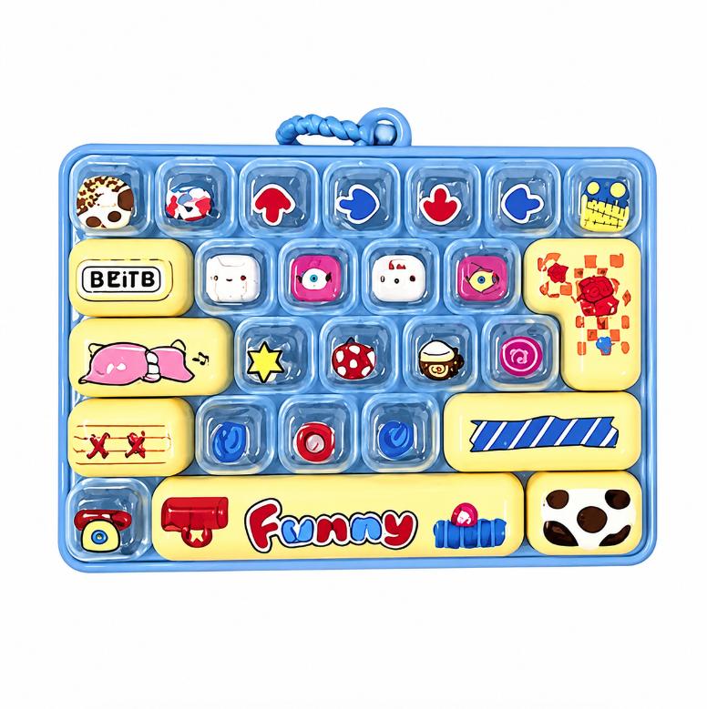 Cute Cartoon Mini Keyboard Fidget Toy With Kawaii Animal Prints And Portable Lanyard For Backpack Decor Kids Birthday Gifts