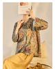 High-End Asymmetrical Embroidered Silk Print Jacket, Chinese Style, Autumn Top N8042