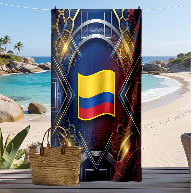 Colombia Football Print Beach Towel Quick Dry Super Absorbent Soft Bath Towel for Swimming Beach Travel Fan Souvenir Gift