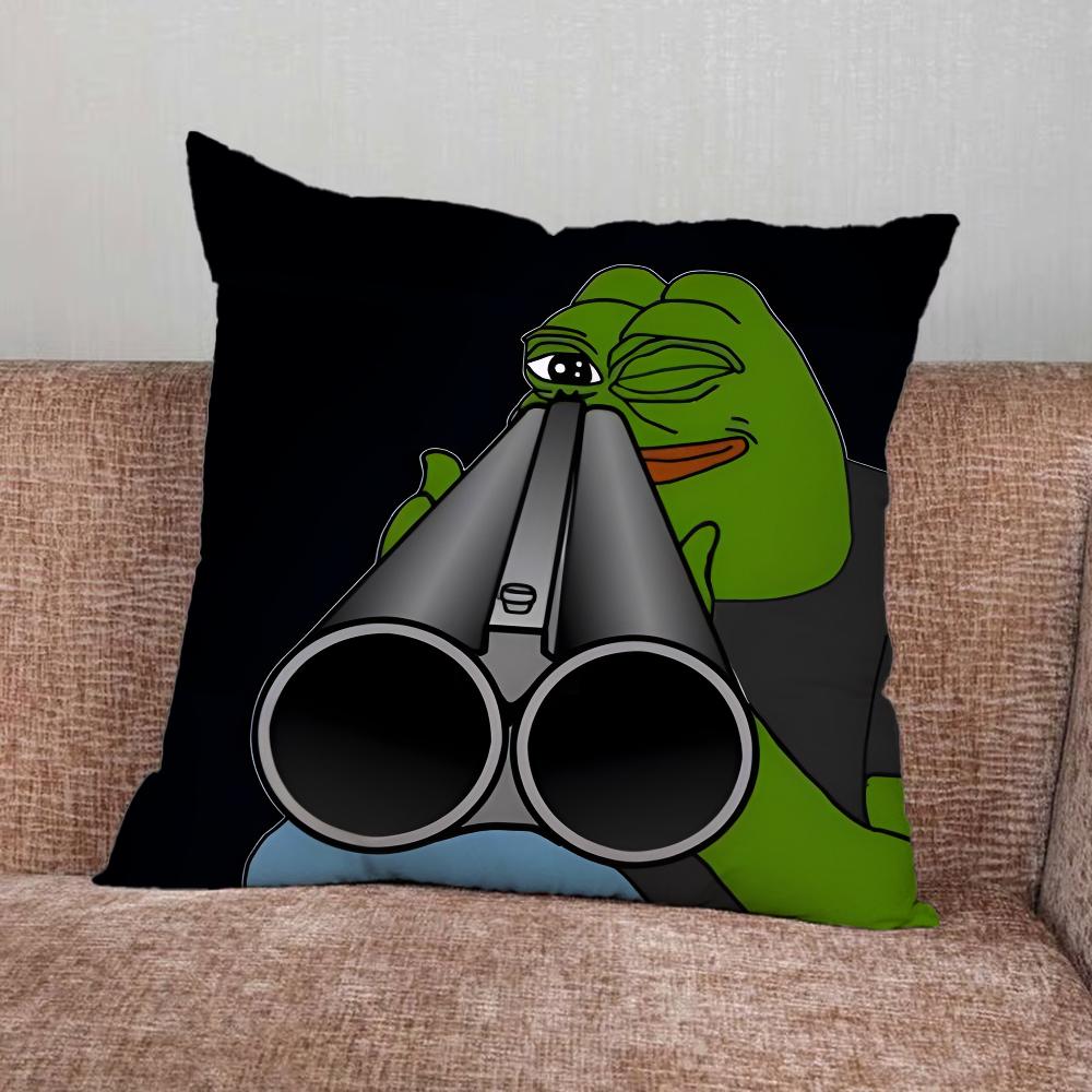 Funny P-Pepe Frog Sad Pillow Case For Home Bedroom Car Office Decoration Living Room Sofa Cushion Cover Suitable