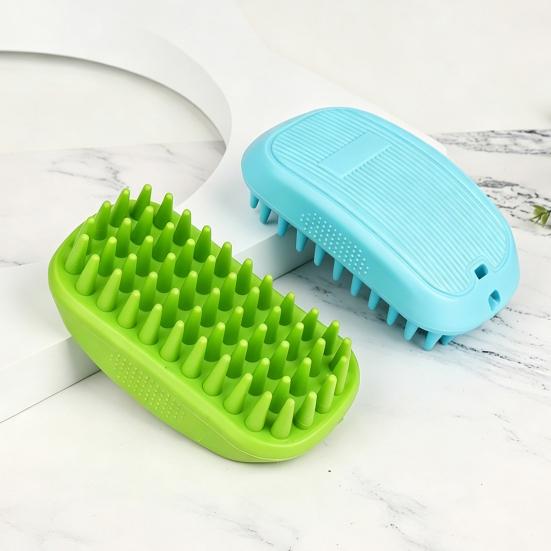 Rubber Pet Grooming Brush, Rounded Soft Bristles, Pet Bath Scrubber Massage Brush, Gentle Shedding Brush for Short Haired Cats Dogs