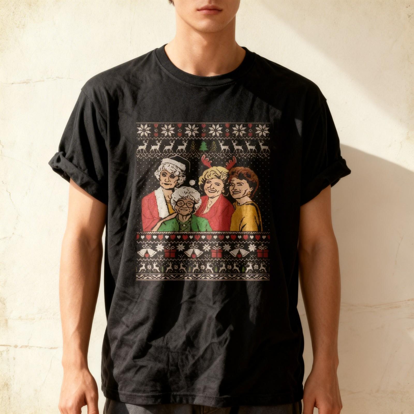 Merry Christmas The Golden Girls Ugly Xmas 2022 Black All Size Unisex Shirt XL