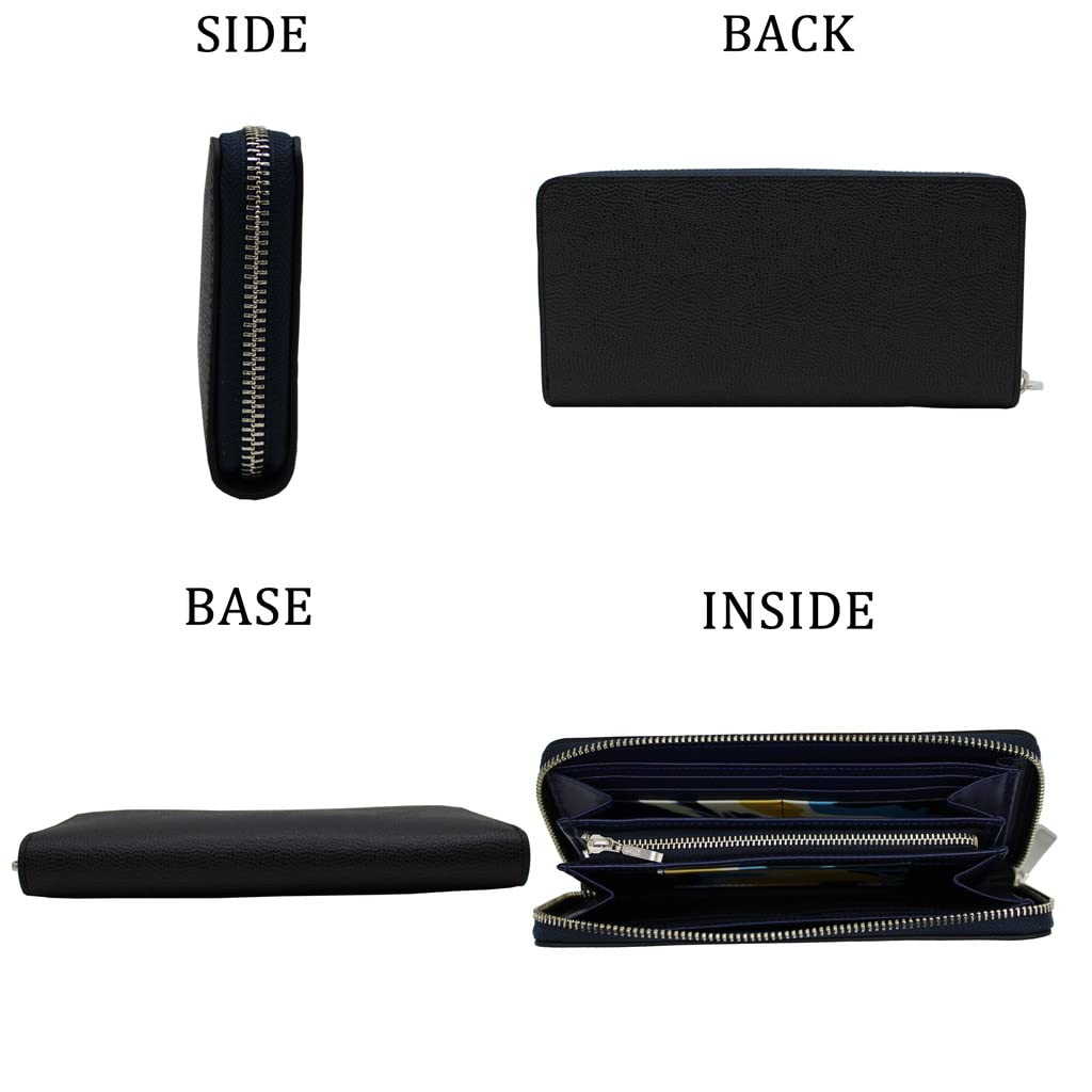 LANVIN en Bleu Round Zip Long Wallet, Black, 19.5x9.5x2.5