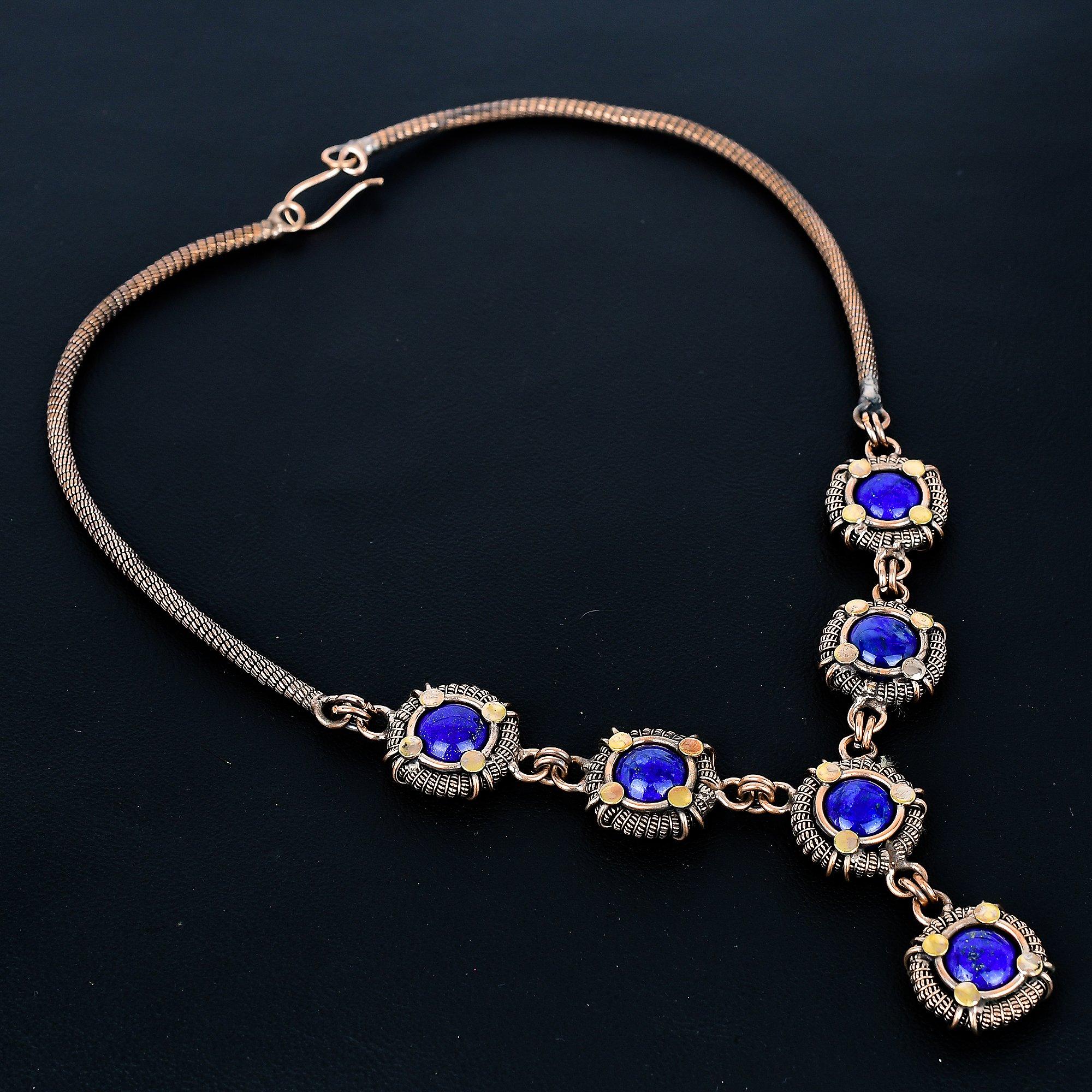 

Ожерелье из синего сапфира, ожерелье с регулируемой цепочкой, обернутое медной проволокой 999 пробы. Подарок для женщин ожерелье ручной работы ювелирные изделия из драгоценных камней