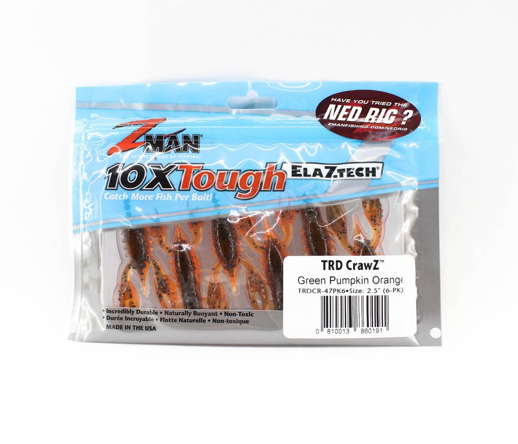 Zman Weicher Köder TRD Crawz 2,5 Zoll 6/Packung Grün Kürbis Orange (0191)