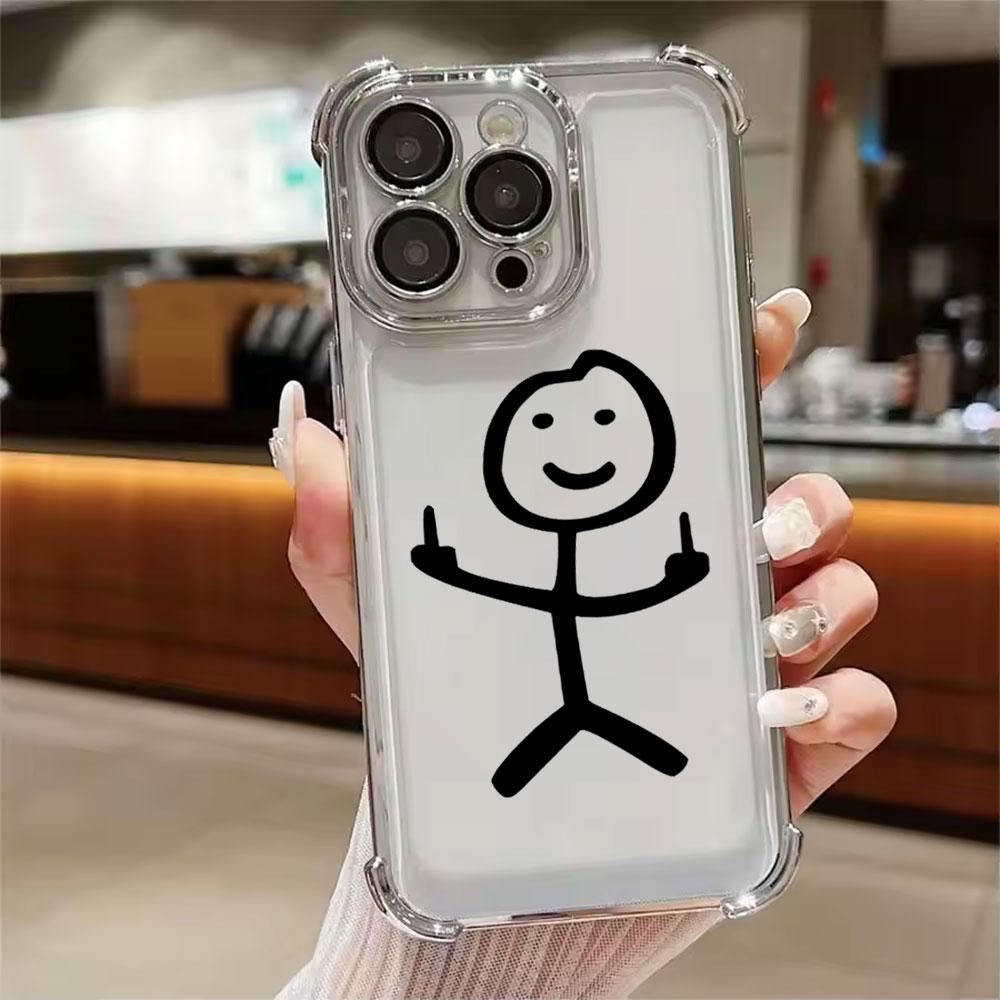 Stickman Cool Middle Finger Cute Man Phone Case For Xiaomi 15T 14T 13 Pro 15 F8 Ultra Poco X7 F7 Pro 5G X5 X6 F5 M7 Clear Cover