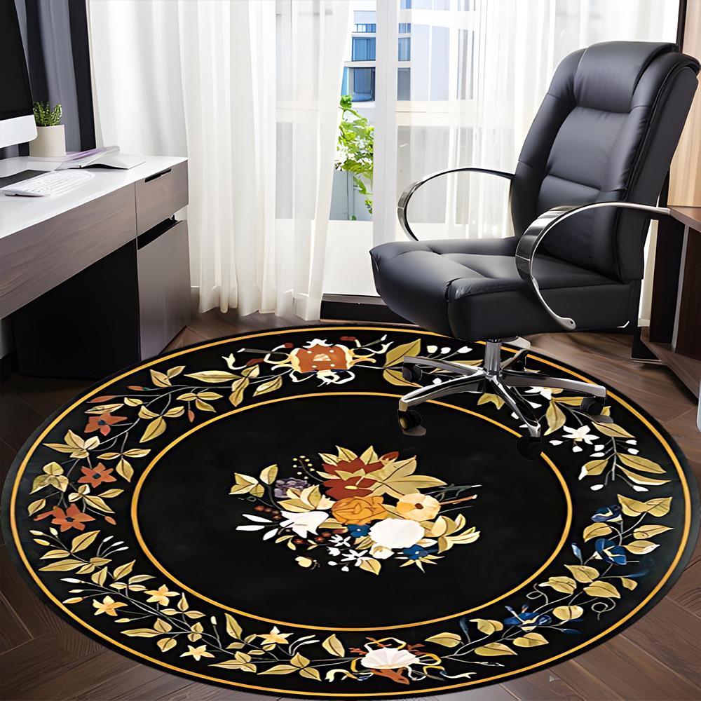 1PC Floral Decorative Chair Carpet for Office Non-Slip, Lightweight, Machine Washable Rug for Office, Sleeping, Room - Holiday Decoryy251009085