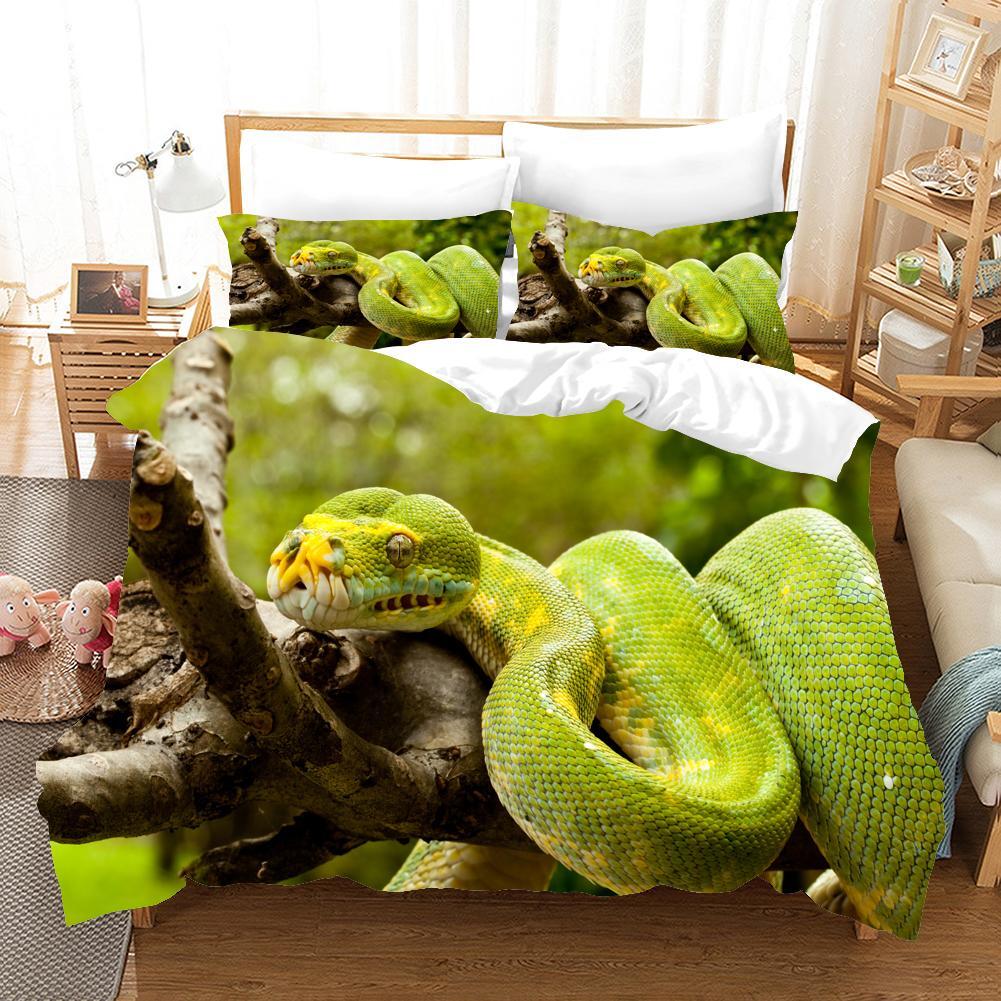 3D Snake Viper Bedding Set 2/3Pcs Gift Quilt Duvet Cover Single Double King Size