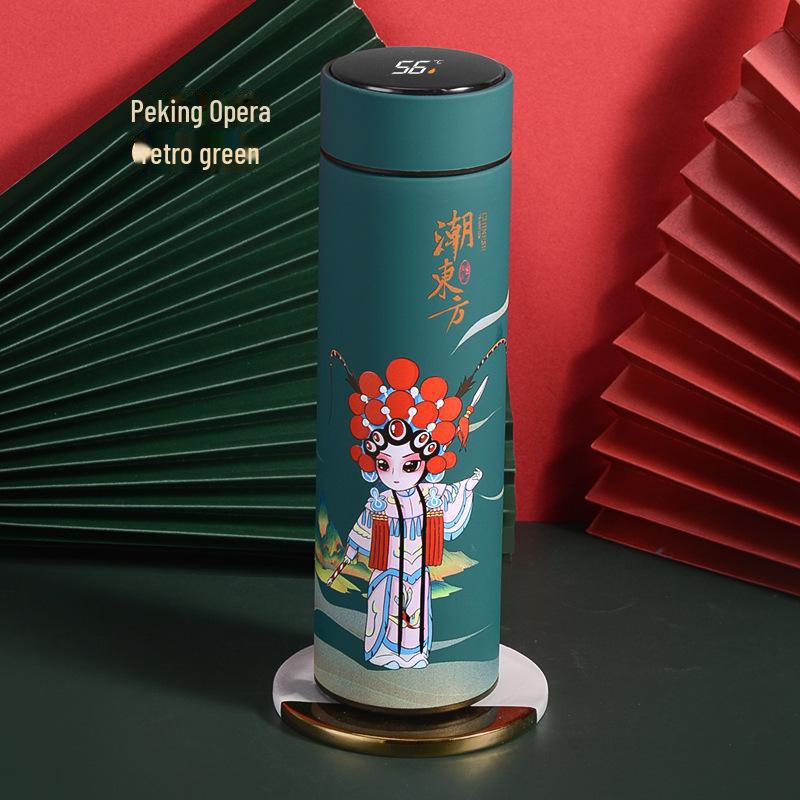 Guochao Chytrá termoska: Nerezový hrnek s displejem teploty - Elegantní čínský styl, obchodní dárek s vlastním logem