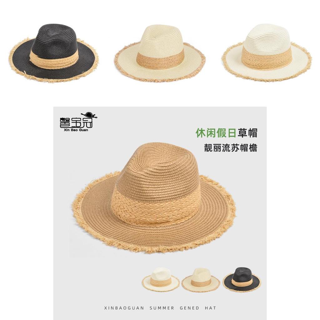 Summer Panama Hat With Wide Brim For Beach And Outdoor Sun Protection