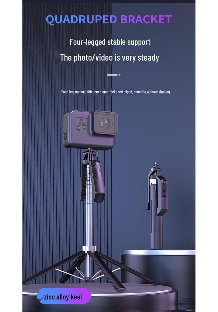 1.8m Aluminum Alloy Selfie Stick with Bluetooth Remote and Phone Holder for Live Streaming