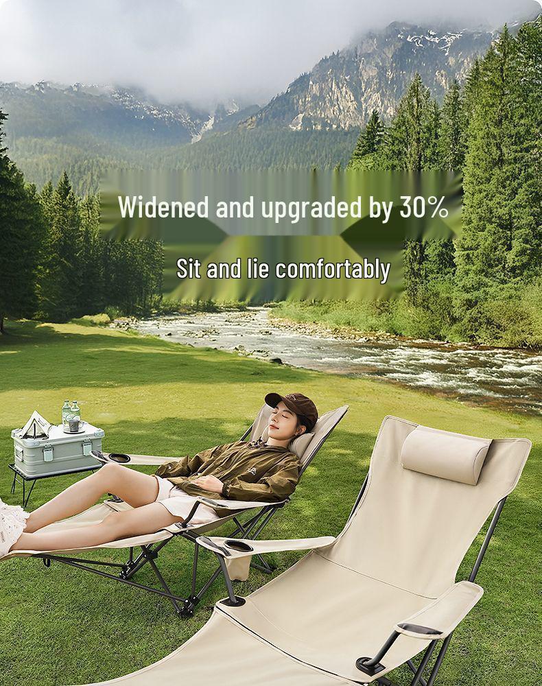 Four-Gear Adjustable Padded Folding Moon Chair for Sitting & Sleeping