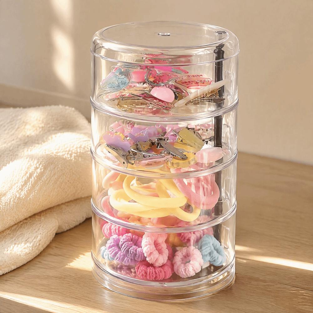 Rotatable Base Rotatable Storage Box Four‑layer Hair Clip Container Hair Tie Holder Bedroom
