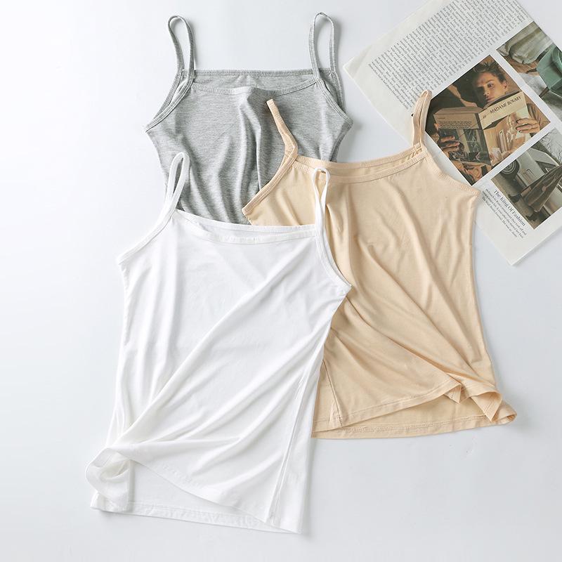 Women's White Modal Cotton Slimming Camisole - Spring/Summer Versatile Tank Top