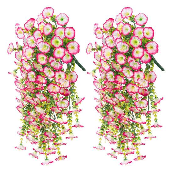 Artificial Flowers for Outdoor, Fake Hanging Morning Glory with Eucalyptus Leaves, UV Resistant Faux Plants Petunias Trailing Vines for Porch, Patio,