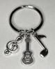 Guitar Bass Instrument Wind Ensemble Music Keychain Concert Live Orchestra Lightweight Compact Keychain [Woodstar]
