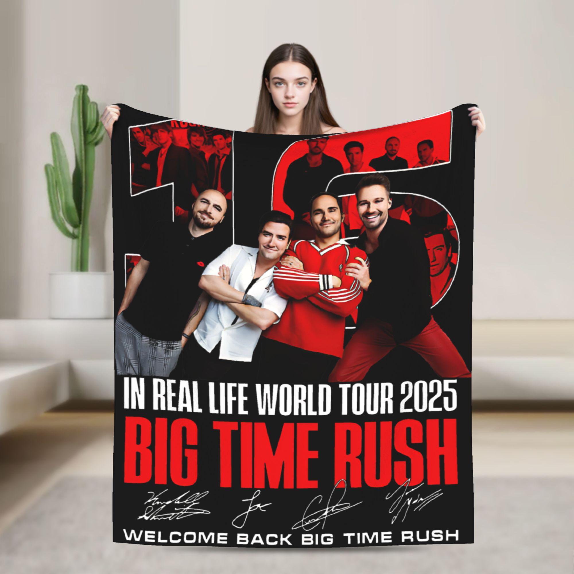 Big Time Rush in Real Life Worldwide Tour 2025 Plush Blanket Boy Girl Flannel Throw Blanket For Living Room Soft Bedspread Gift 30x40in