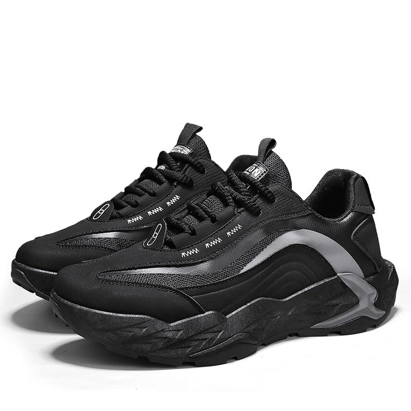 

Осенние мужские кроссовки для бега на высокой толстой подошве, противоскользящие, износостойкие, простые и легкие, для активного отдыха и пеших прогулок 44 чёрный