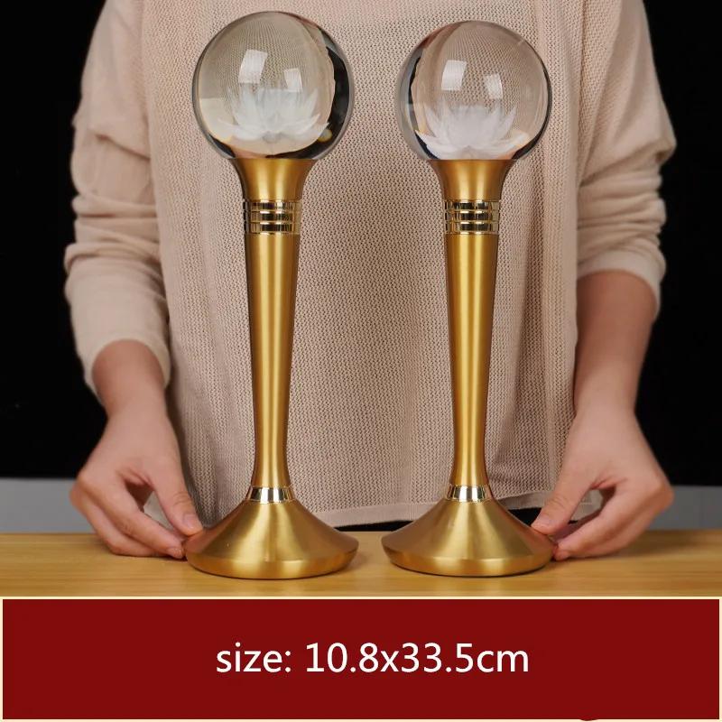 2pcs Chinese Crystal Candle Holder Ornaments Colorful Simulated Candlestick Buddha Hall Worship Home Decor Buddhist Accessories