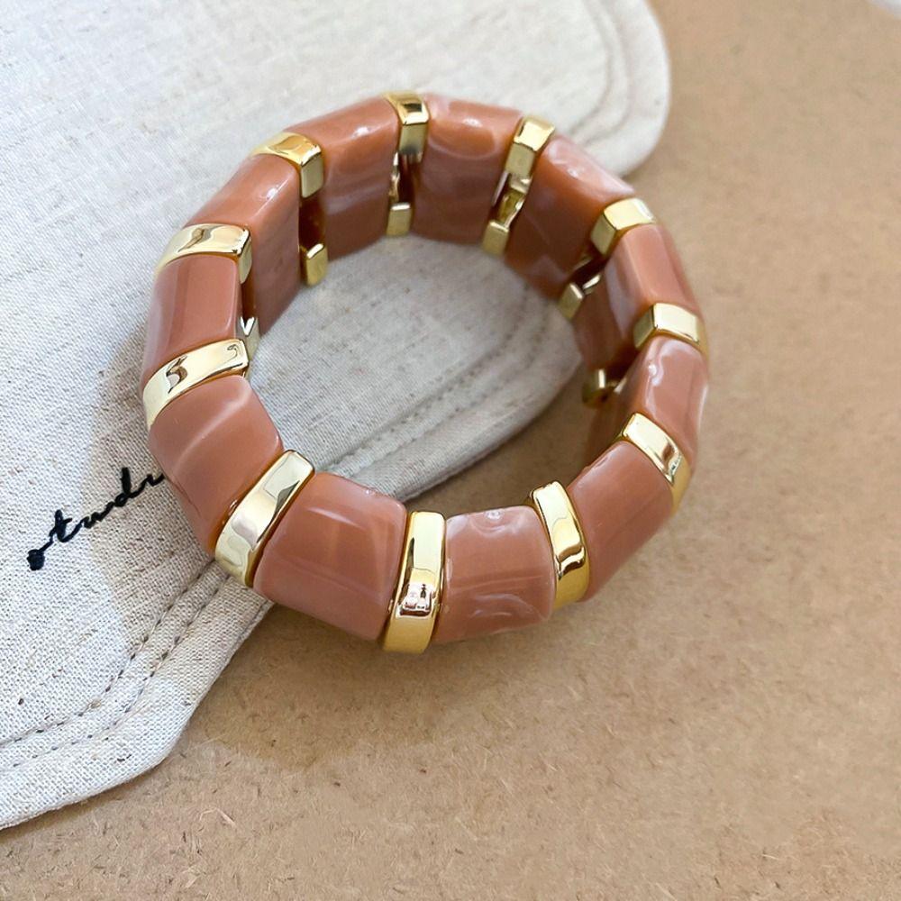 Europe American Style Acrylic Bangle Wide Exaggerated Bracelet Simple Elastic Bracelet Women