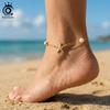 ORSA JEWELS Elegant Double Layered S925 Silver Chain Anklet with Starfish Summer for Women Foot Chain Fashion Jewelry SA101