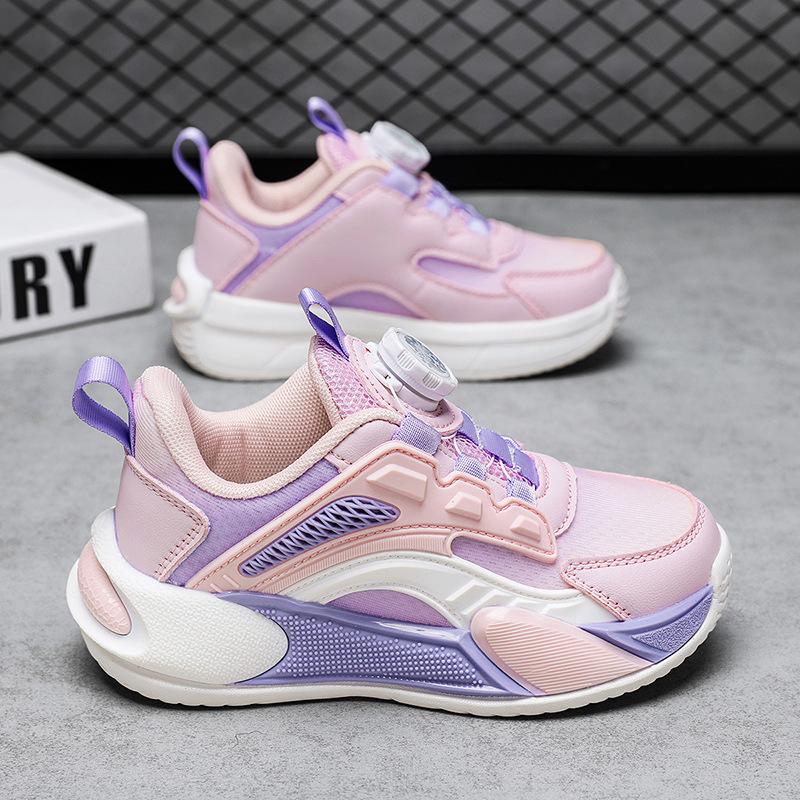 Children's Shoes Mesh Breathable 2025 Spring and Autumn New Casual Boys Children's Shoes Rotating Button Girls Running Shoes