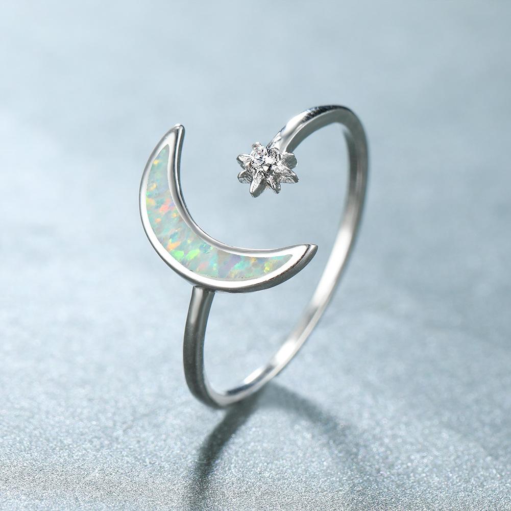 Simple Star Moon Open Ring Exquisite Lady Jewelry