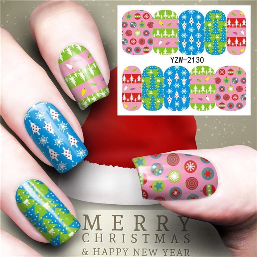 Hot Beauty Santa Claus Snowflakes Water Transfer  Nail Art Stickers Decoration Stickers Christmas YZW2130