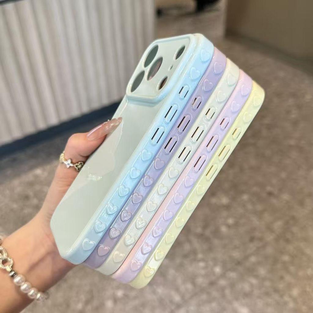 iPhone 14-17 Pro Max Solid Color Heart Window Soft Case