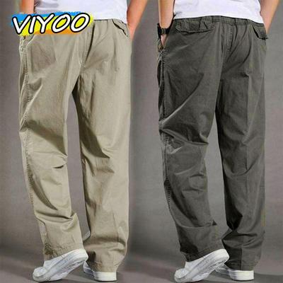 M-6XL Letnie Męskie Biznesowe Luźne Spodnie Odprowadzające Pot Cienkie Oddychające Proste Nogawki Casualowe