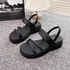 Roman sandals women's 2025 new summer thick-soled one-word belt versatile fashion flat-bottomed fairy style muffin women's shoes